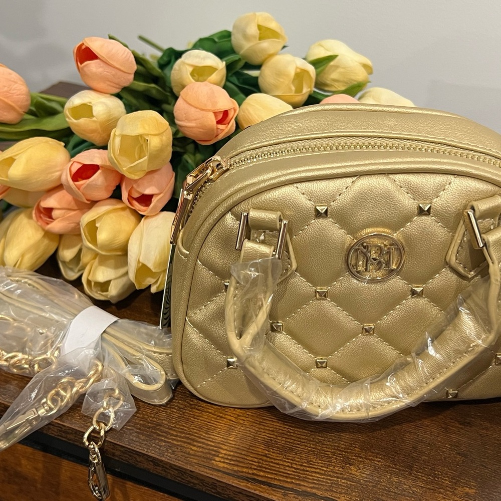 Badgley Mischka Metallic Gold Crossbody mini Dome Bag - Picture 7 of 7
